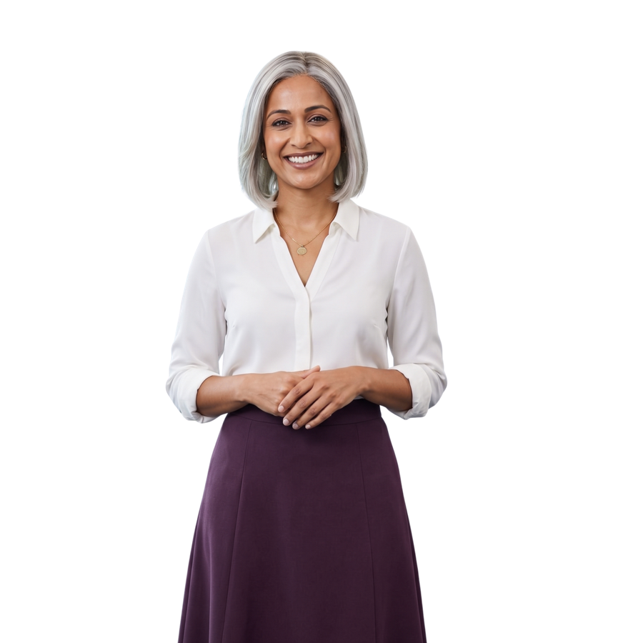 Illustration of Sonia, the CQC Queen Academy guide, welcoming visitors