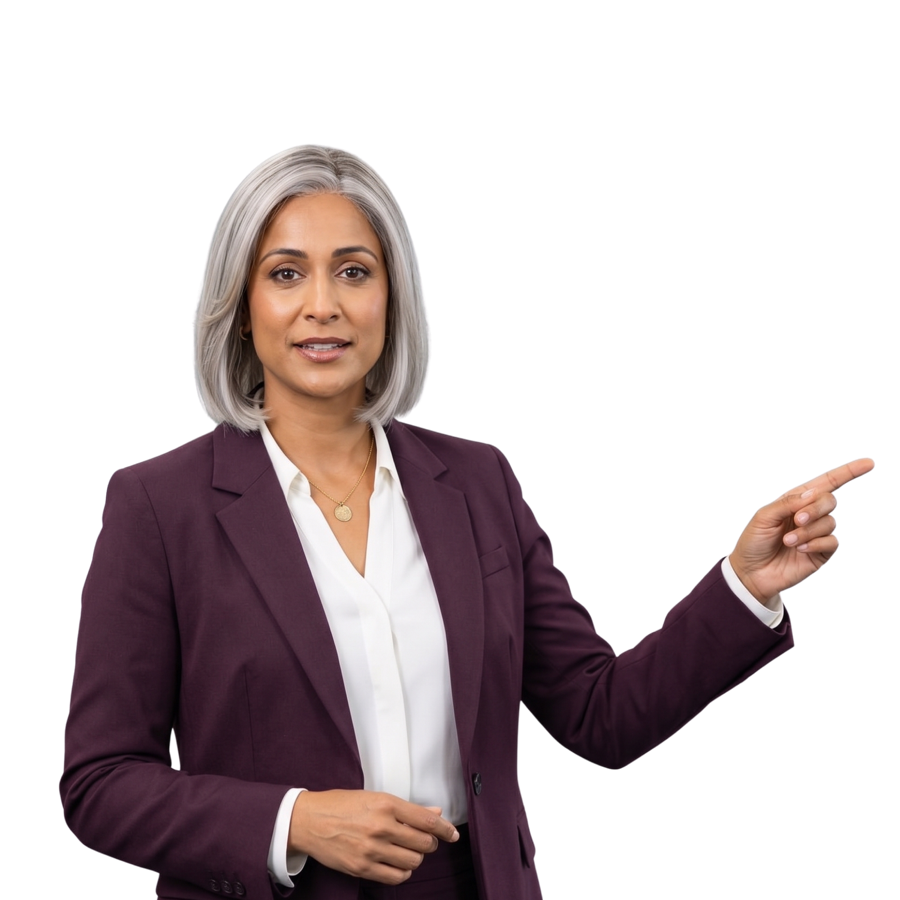 Illustration of Sonia pointing towards the expert support options